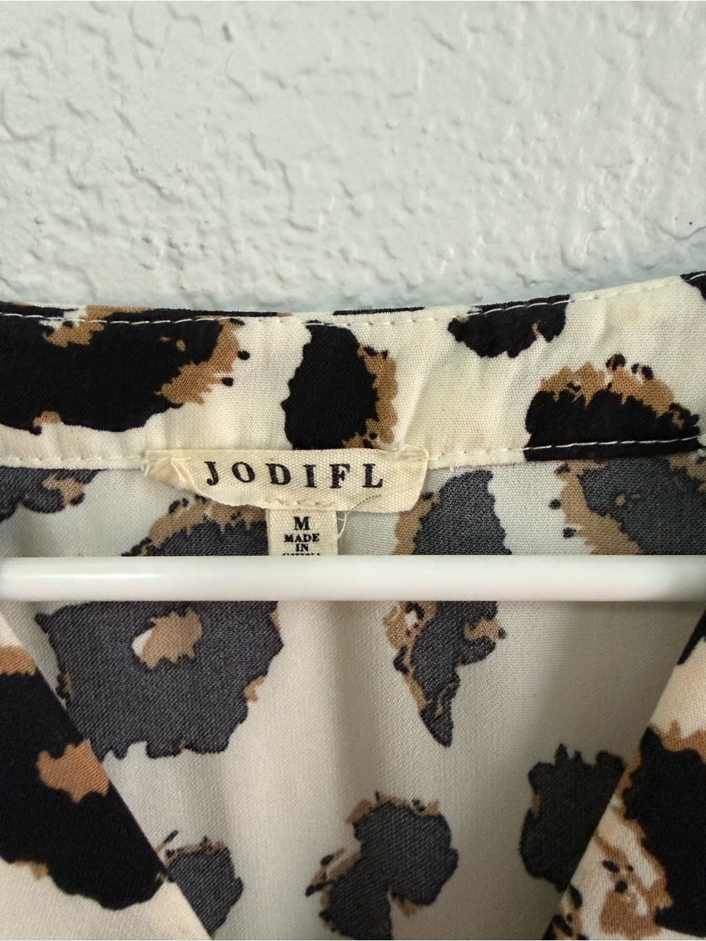 JODIFL Leopard Print Tie-Neck Blouse in Cream, Black & Brown - Picture 3 of 4